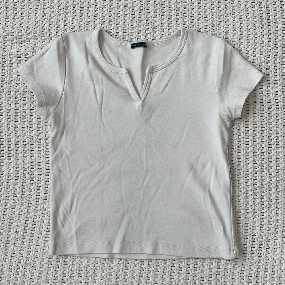 Brandy Melville White Notch Top